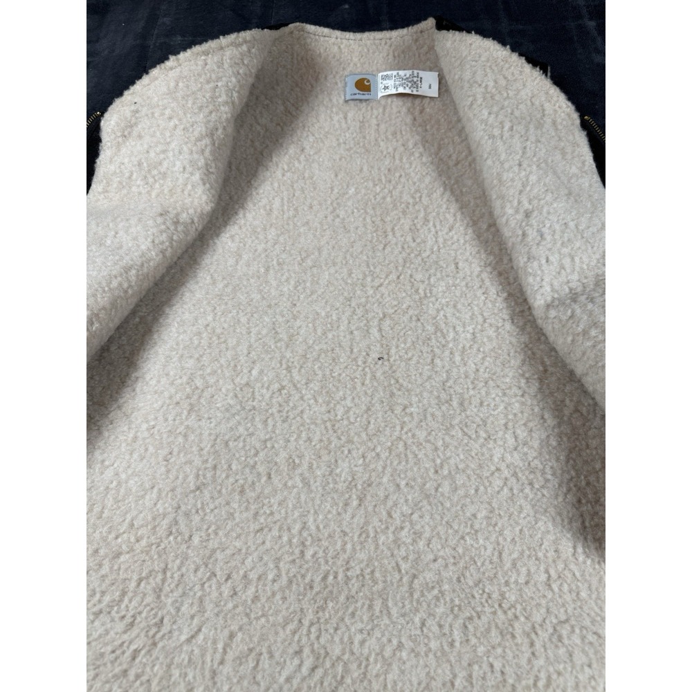 Carhartt Vintage 70/80 Sherpa Fleece Lined Black Canvas Work Vest Size XL - Picture 5 of 9